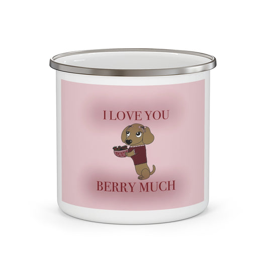 I LOVE YOU BERRY MUCH Enamel camping mug SILVER RIM