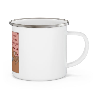 ID SPEND ALL 9 LIVES WITH YOU Enamel Camping Mug SILVER RIM